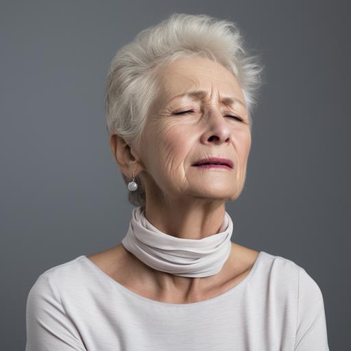 a older white lady with neck pain