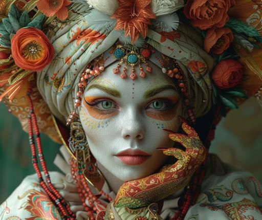 a painting of a cat blowing a cigarette, in the style of hybrid creature compositions, highly textured, detailed facial features, freakshow, raw character, realistic renderings of the human form, furry art + hyperrealism + extreme detail + hyper realistic + viewed through an electron microscope:: an image of a zombie looking woman, in the style of max rive, guo pei, h. r. (hans ruedi) giger, medieval-inspired, fantastical street, tang dynasty, depth of field + art by Raqib Shawr:: viewed through an electron microscope the dreadnoughts series katana , in the style of stefan gesell, gothic futurism, 8k resolution, rui palha, elaborate costumes, fantastical street, shot on 70mm + art by Raqib Shaw:: viewed through an electron microscope a full body movie still of a highly detailed Veiled Chameleon, colorful Clown Tree Frog with thousands of tubes and wires + ultra-detailed Weber’s Sailfin Dragon + extreme hyperrealism + weird looking full body image of an alien species + Hornworms (larvae) + slimy detail + golden intricate headwear with spikes + The image is shot with a Canon EOS 5D Mark IV and Fujifilm Superia X-TRA 400 film. + hyperrealism + extreme detail:: an illustration of a fairy garden, in the style of yinka shonibare, large canvas format, cai guo-qiang, aron wiesenfeld, thai art, joyful celebration of nature, mysterious jungle + hyperrealism + extreme detail + hyper realistic --s 750 --ar 32:27 --v 6.0 --style raw