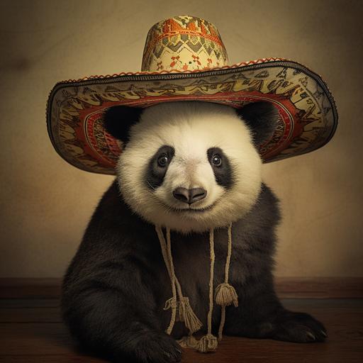 a panda with a colombian hat