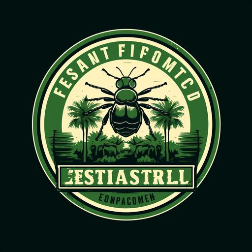 a pest control logo for a south west florida pest expert that focuses on eco-friendly services for residential neighborhoods