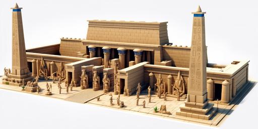 a photo of a large egyptian temple, a synthesis of the temple of luxor and the pyramid of cheops, the front is in the style of the front of the temple of Karnak, egyptian hyeroglyphs, statue of anubis, statue of horus, statues of sphinx, the structures are made of light limestone with blue, red and gold egyptian paintings and egyptian patterns along the upper edges and jambs, it is a hot sunny afternoon in egypt, behind the temple lies the sahara desert, on the horizon there is a light fog and breaks the sun's rays in the style of god rays, atmospheric scenery, you can literally feel the heat of egypt --ar 2:1