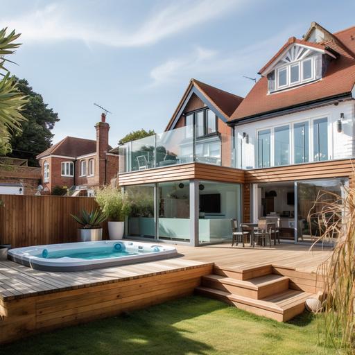 a photorealistic family-friendly holiday home in Bournemouth with a hot tub