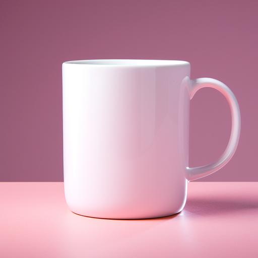 a pink coffee mug shot in studio lighting