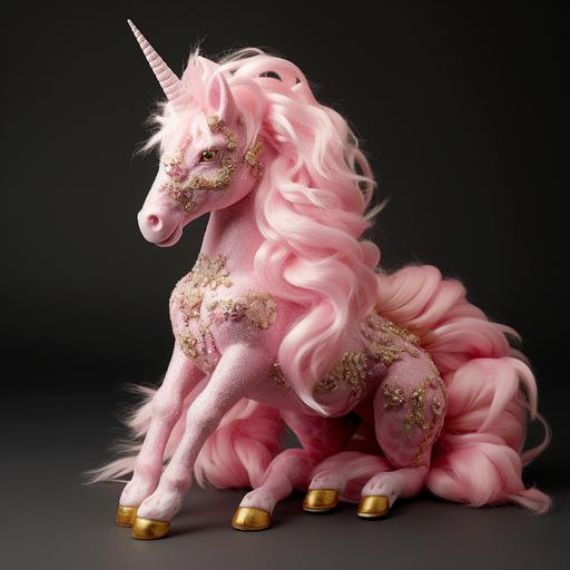 a pink stuffed animal unicorn