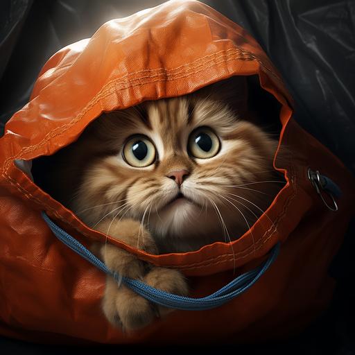 a pixar cat in a bag sack that is hold by a pixar thief