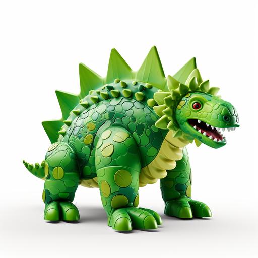 a pixar style toy stegosaurus on white background