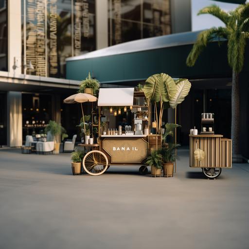 a pop-up coffee cart with the theme of balanc and serenity