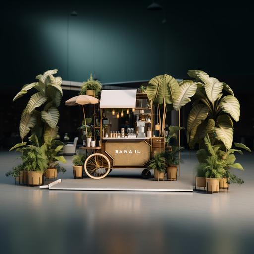 a pop-up coffee cart with the theme of balanc and serenity