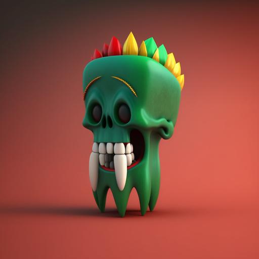 a rasta tooth, smoked, character, cartoon, 3D, octane render, blender,