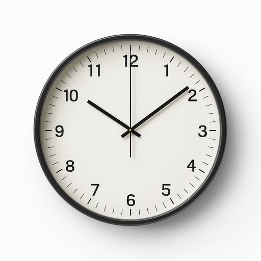 a realistic big round modern simple clock, front facing