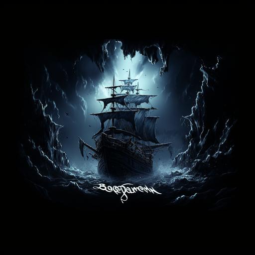 a realistic dark blue ocean pirates background, the logo really visible