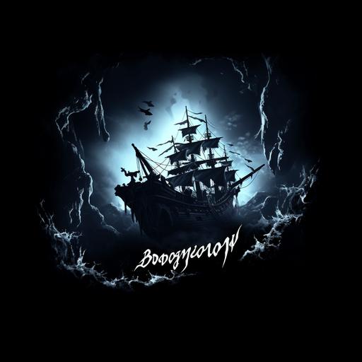 a realistic dark blue ocean pirates background, the logo really visible