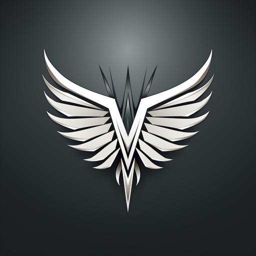 a realistic, modern, geometric, abstract, extremely simplified, symmetrical left to right, black and white, no grayscale, line art illustration of pilot's wings, in the style of a vector art logo. --s 750