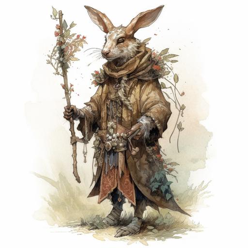 a rebbit folk druid, in the style of john blanche --s 750 --v 5