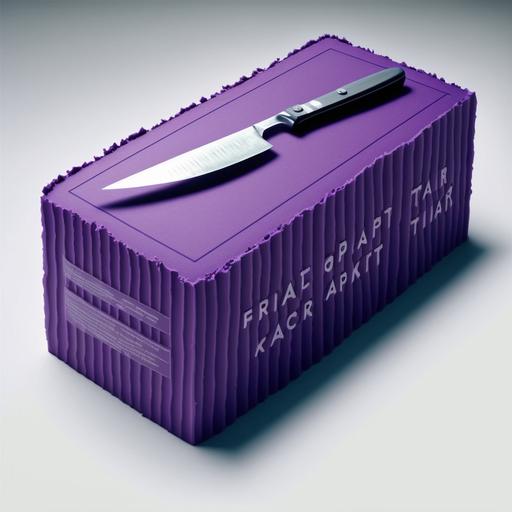 a rectangle purple cake in the exact shape of shipping container with sharp edges and small import text on it, being cut with a knife --v 4