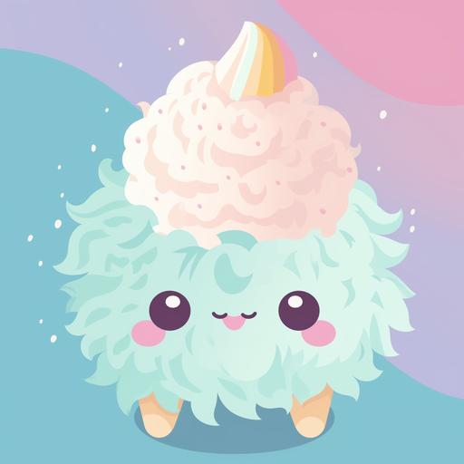 a reddit Avatar made up from ice cream. Cartoon style, female, pastel colours, happy, fluffy. --v 5.0