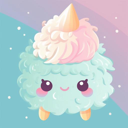 a reddit Avatar made up from ice cream. Cartoon style, female, pastel colours, happy, fluffy. --v 5.0