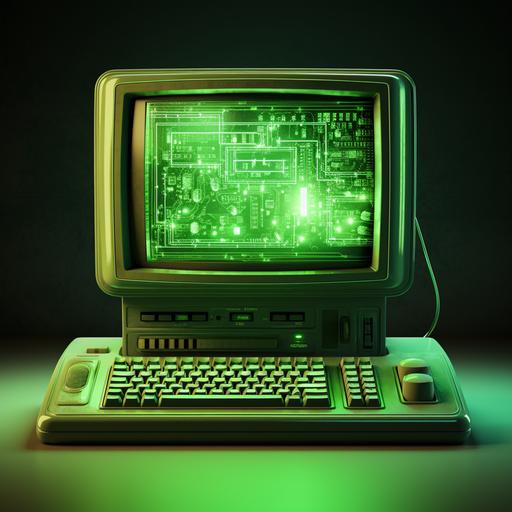a retro green computer terminal neon green graphics retro scifi