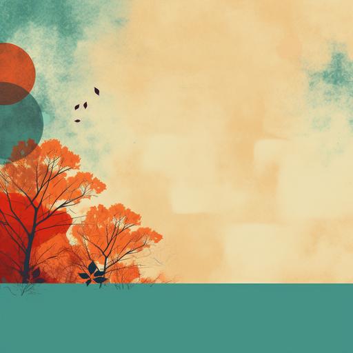 a retro themed fall background. Burnt orange, light turquoise, and brown colors