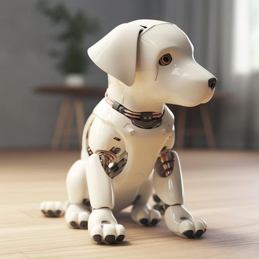 a robot puppy labrador dog, light ivory color --q 2 --v 5
