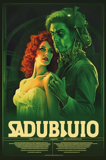 a romantic night at the solarium , Jesus and Medusa, in the style of occultist draftsman, dark amber and green, luminous shadowing, bold character designs, dau al set, quietly morbid, saturno butto, style of 1980s romantic comedy movie poster:: --ar 2:3