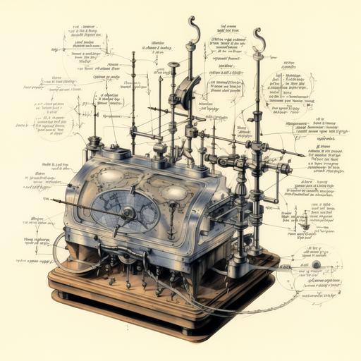 a schematic of an early radio device to contact the dead that has a central dial, nervous system, anatomy, technical drawing, early 1900s