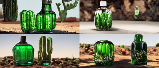 a sealed glass bottle with many mini cactus inside | VFX --w 600
