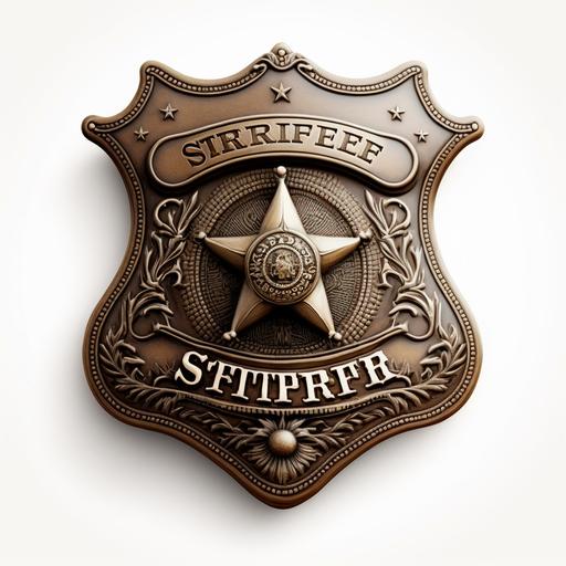 a sherrif badge that looks like it is from the old west, white background