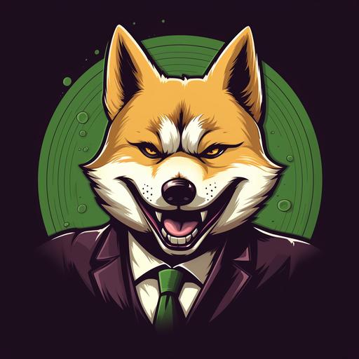 a shiba inu, like the Joker, cartoon, logo