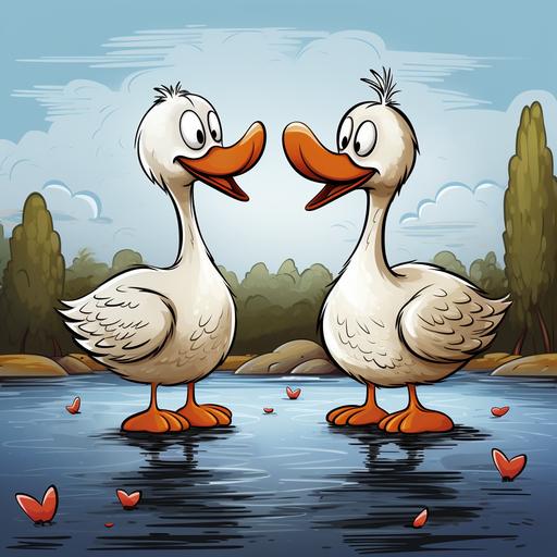 a silly goose in love with another silly goose cartoon romantic