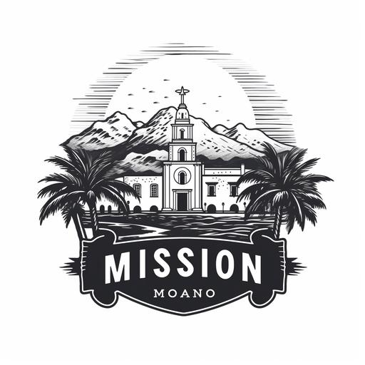 a simple black and white hand-drawn vintage logo of mission, a vector logo