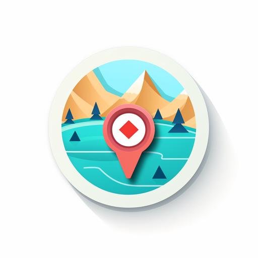 a simple icon for a map app, ui, coupon with arrow, 300x300, modern, simple, white background --s 250 --upbeta