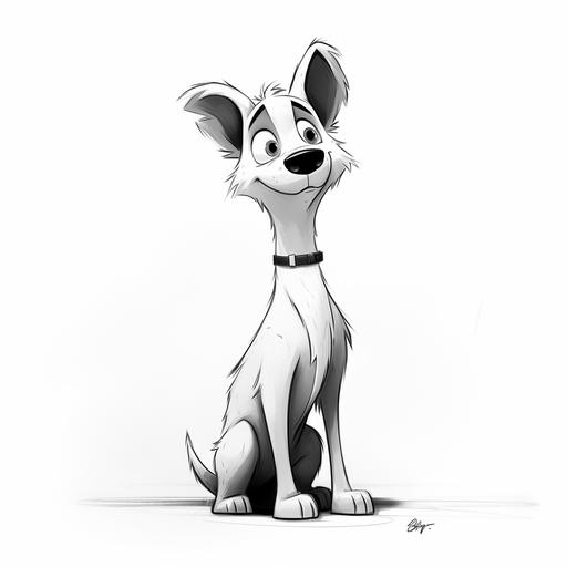 a simple line drawing of a cute Husky dog standing on hind legs in the style off Charles M Schultz, minimalist, white background , Alex Pardee art style --v 5.2