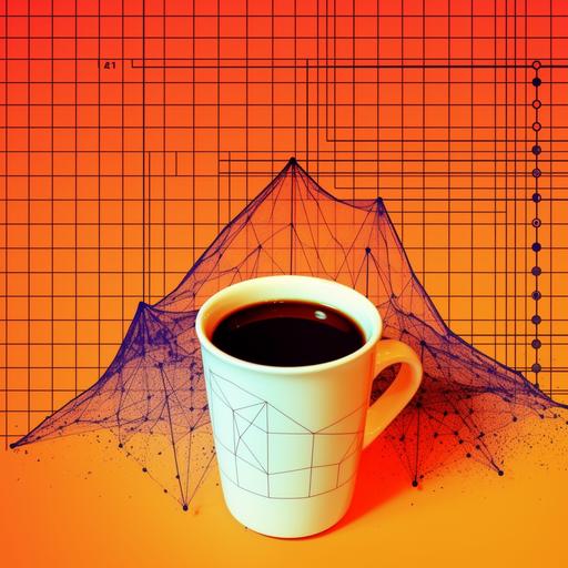 a simple line graph showing the half life of caffeine metabolism in the body, in the style of a cartoon, with a coffee cup as the starting point and bedtime as the end point, utilizing hex code #58B948 as the background color.