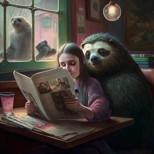 a sloth at a pig trough trying to buy his pastel goth girlfriend off, she's reading Philip Roth and trying to suppress a cough, well the statistics show that their live stream views have dropped off --v 4