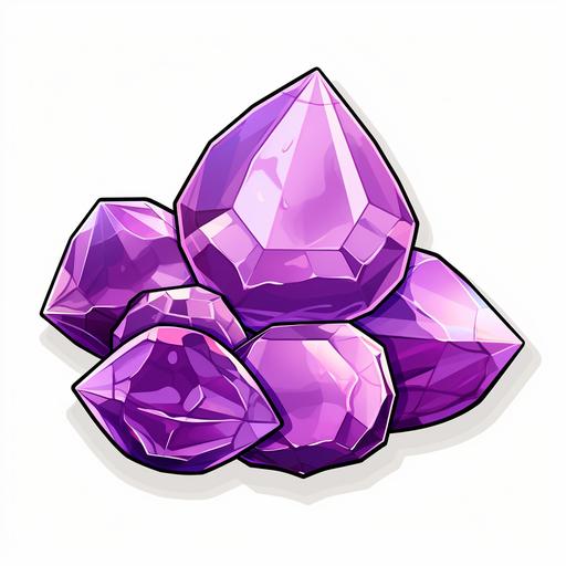 a small cute pile of purple gems, sticker style
