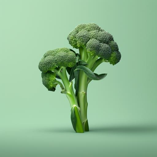 a stalk of broccoli with two stems as a logo