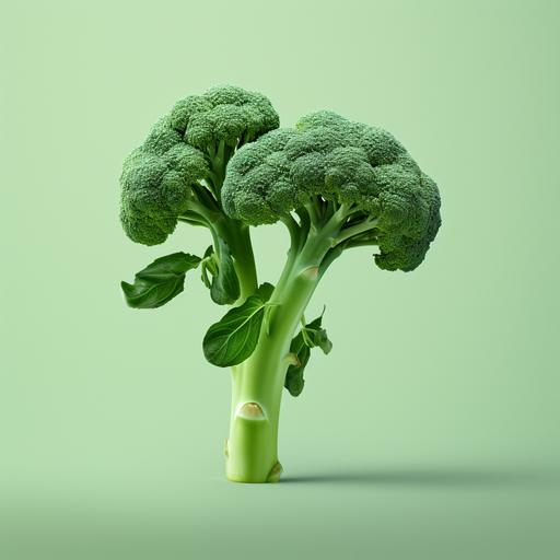 a stalk of broccoli with two stems as a logo