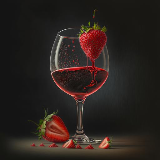 a strawberry drinking a glass of wine --s 250