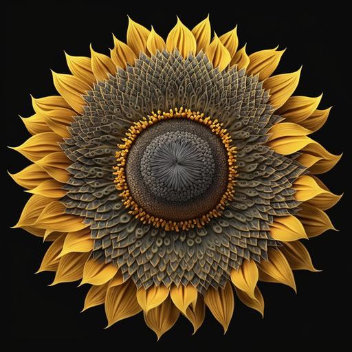 a sunflower empahsizing disc florets, extremely detailed realistic 4k