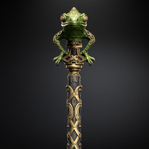 a sword handle decorated with an ornate amphibian frog as the button, were long perspective , v 6.0