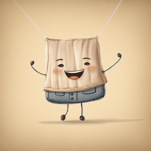 a teabag illustrated as a cartoon character with personality and poise. With arms and legs and a happy face. a teabag with the body of a stylish woman with cinched waistline and teabag string tied like a belt.