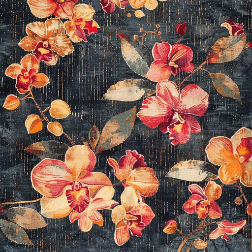 a textured carpet design of dendrobium flowers --s 250 --v 6.0