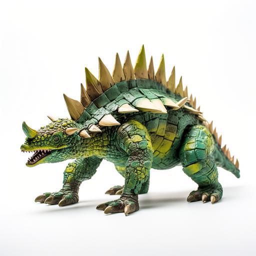 a toy stegosaurus on a white background