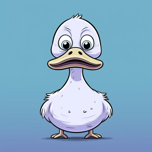 a very simple duck with creepy eyes line drawing colored