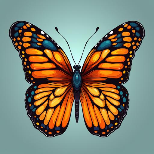 a vibrant colorful monarch butterfly realistic cartoon style