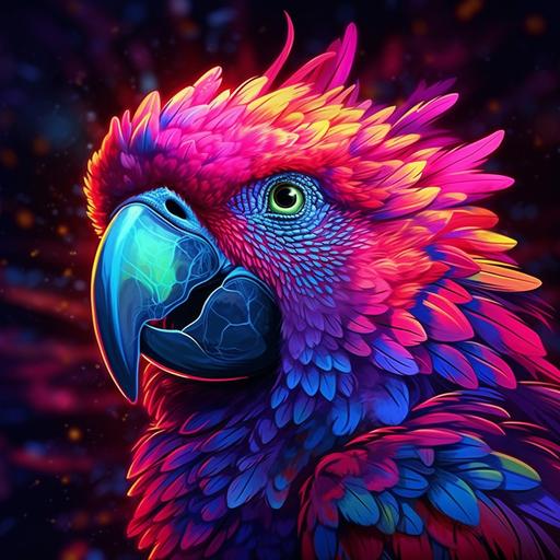 a vibrant neon parrot, ready-to-print poster --s 250 --q 2