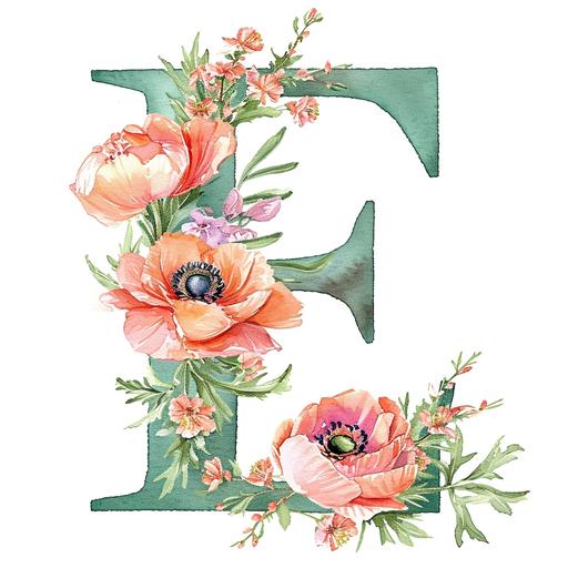 a watercolor floral letter 