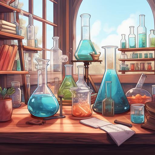 a webpage background. The webpage is for an online study platform for the MCAT. It should include cartoony: flasks, beakers, proteins, amino acids, stethoscopes, scaples, etc...