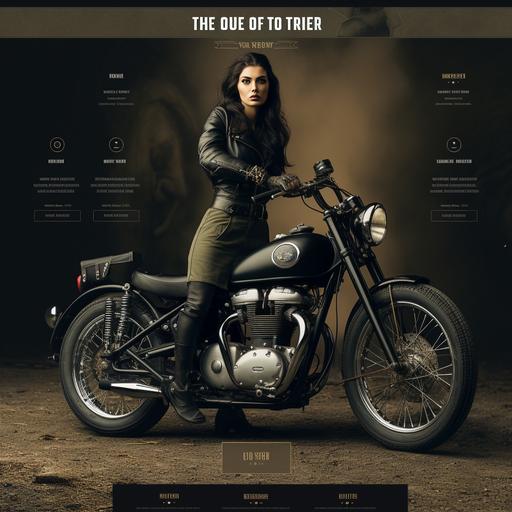 a website landing page that is use for selling a classic motorcycle. The landing page has an interactive interface that allows the user to enter their weight, height and desired type or riding (long distance/scenic, short and fast in the city). The top part of the landing page has images of women on bikes. The women have different body types and skin colors. Then there is a section for bike parts that are recommended adaptations including handle bar height and seat postion. The final part of the page has a map and details for a local dealer who has that bike in inventory and can schedule a test ride. 940x1800 pixels in demension. Have the landing page design appear in black and white colors with a touch of orange. Have it feel modern, clean and easy to navigate. Should feel similar to a CB2 website
